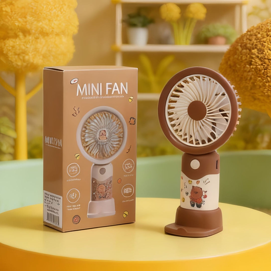 Ladies portable handheld fan with playful animal design Bowlift