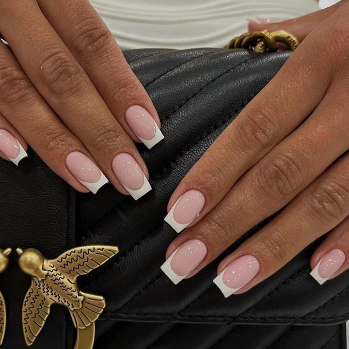 Acrylic Nail Set with Stylish French Design Bowlift