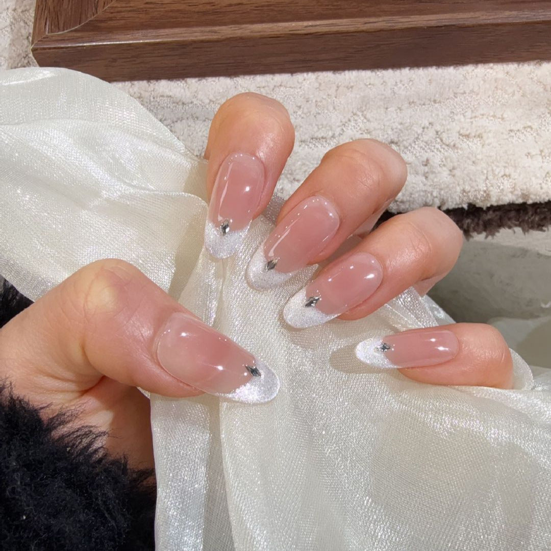 Elegant French Tip Press-On Nails Bowlift