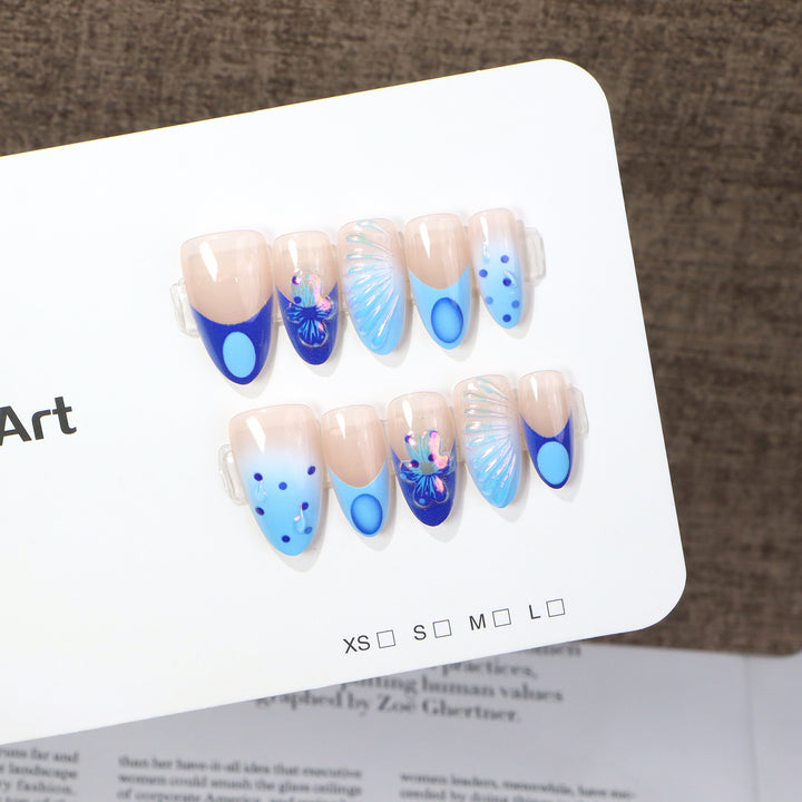Decorative Press-On Nail Art Set with Oceanic Patterns Bowlift