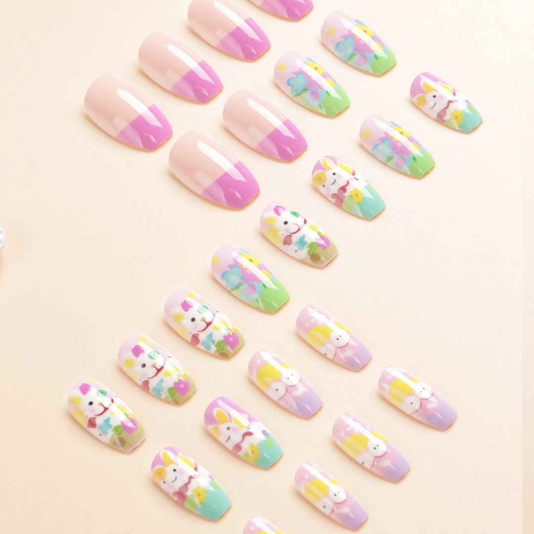 Artistic Spring-Themed Press-On Nail Art Bowlift