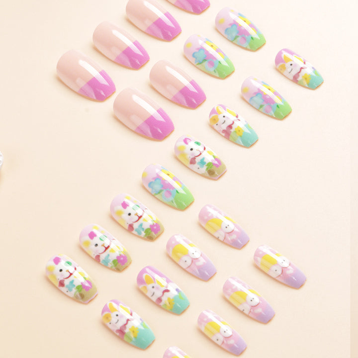 Artistic Spring-Themed Press-On Nail Art Bowlift