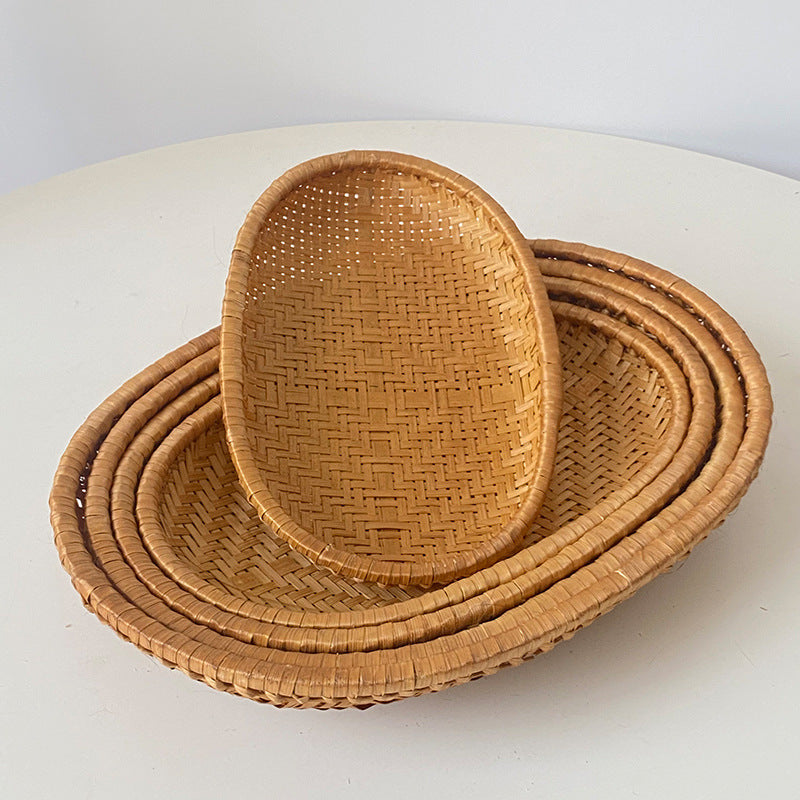 Women oval serving basket made of handwoven natural material Bowlift