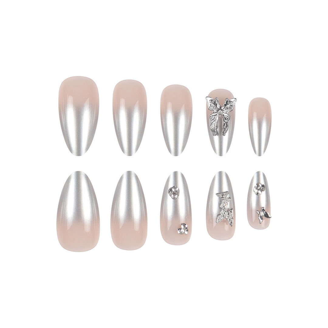 Glamorous Metallic Stiletto Press-On Nails Bowlift