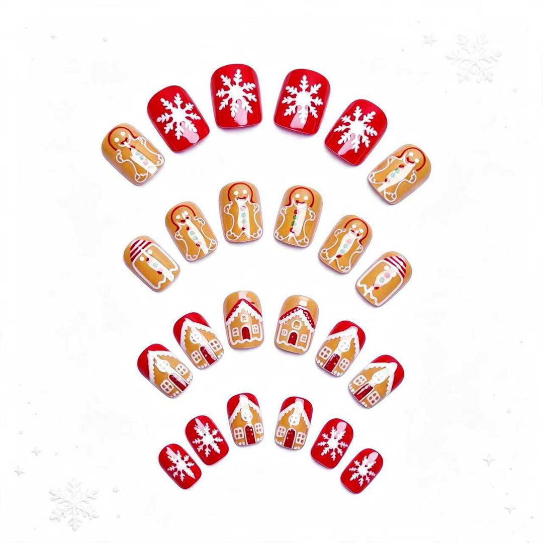 Artificial nails in Christmas gingerbread house design Bowlift
