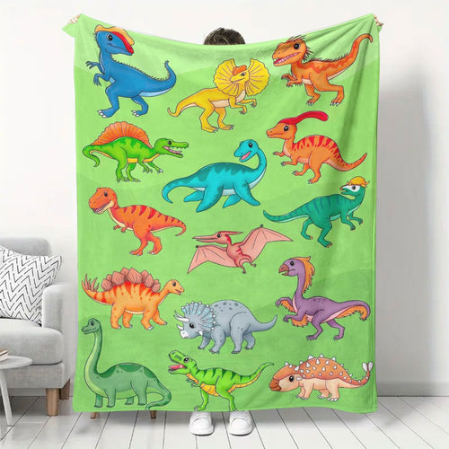 Dinosaur-Themed Plush Throw Blanket
