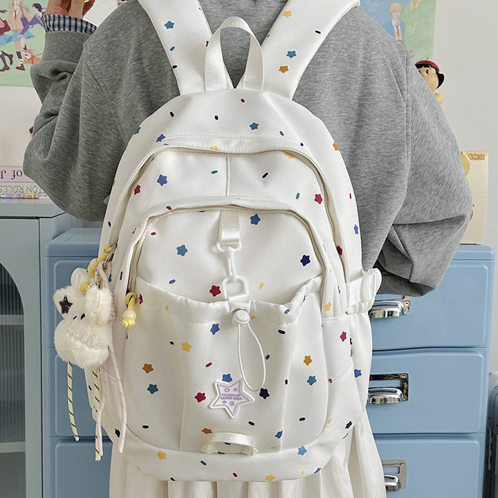Backpack with Colorful Star Pattern and Versatile Compartments Bowlift