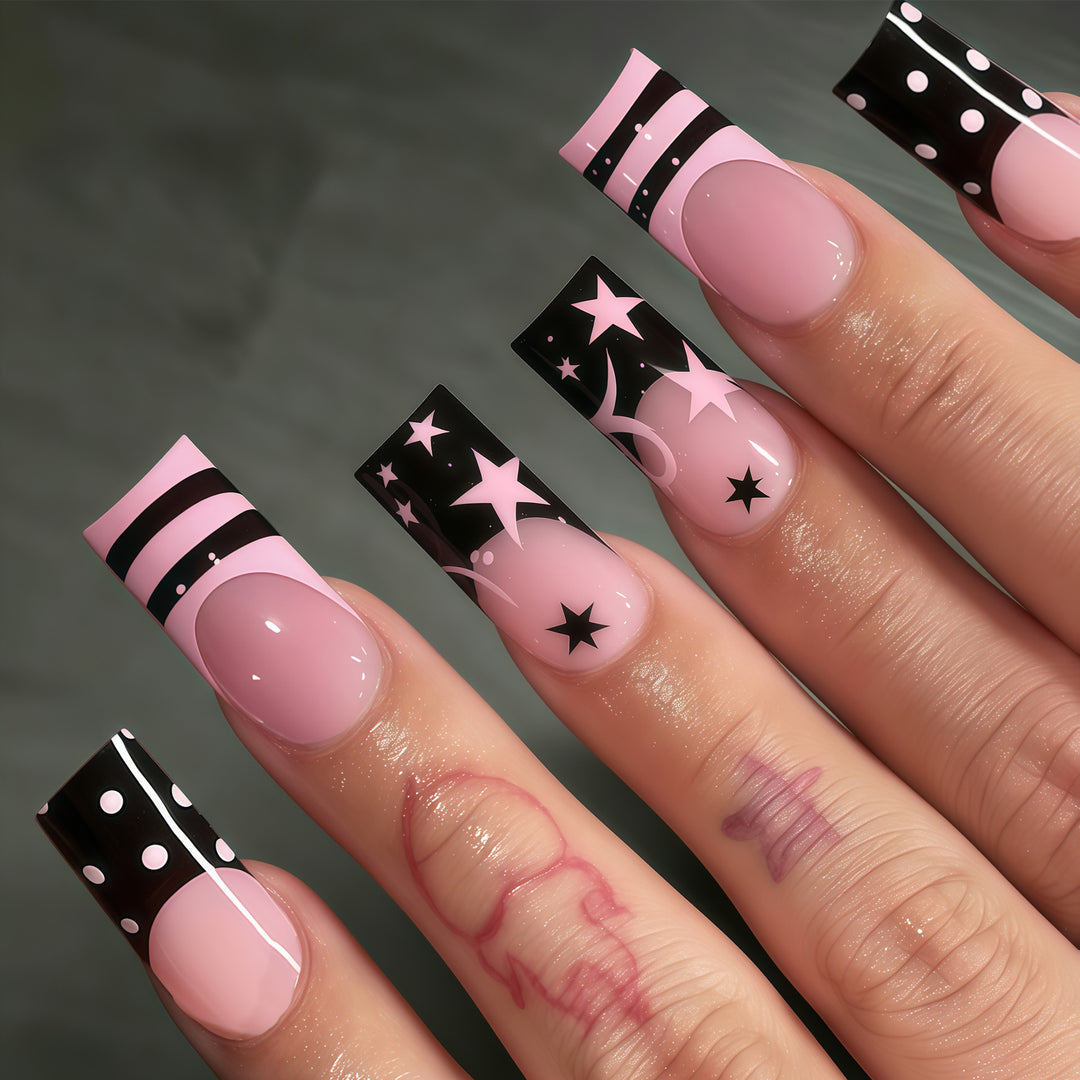 Decorative Long Press-On Nail Art Tips Bowlift