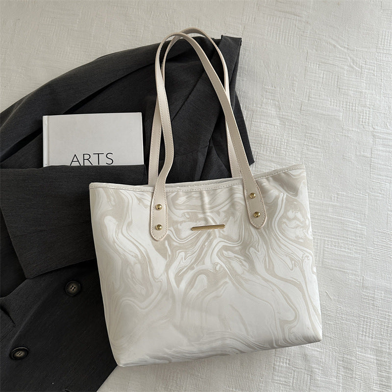 Stylish Marble Pattern Tote Bag Bowlift