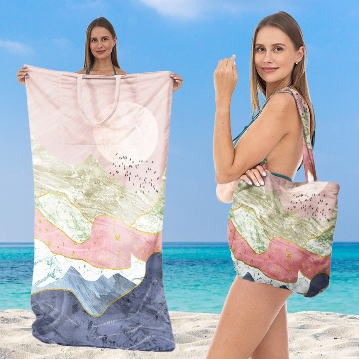 Beach towel with integrated tote bag design Bowlift