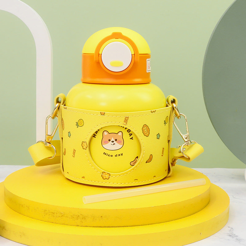 Insulated water bottle with wireless carrying system and cute design Bowlift
