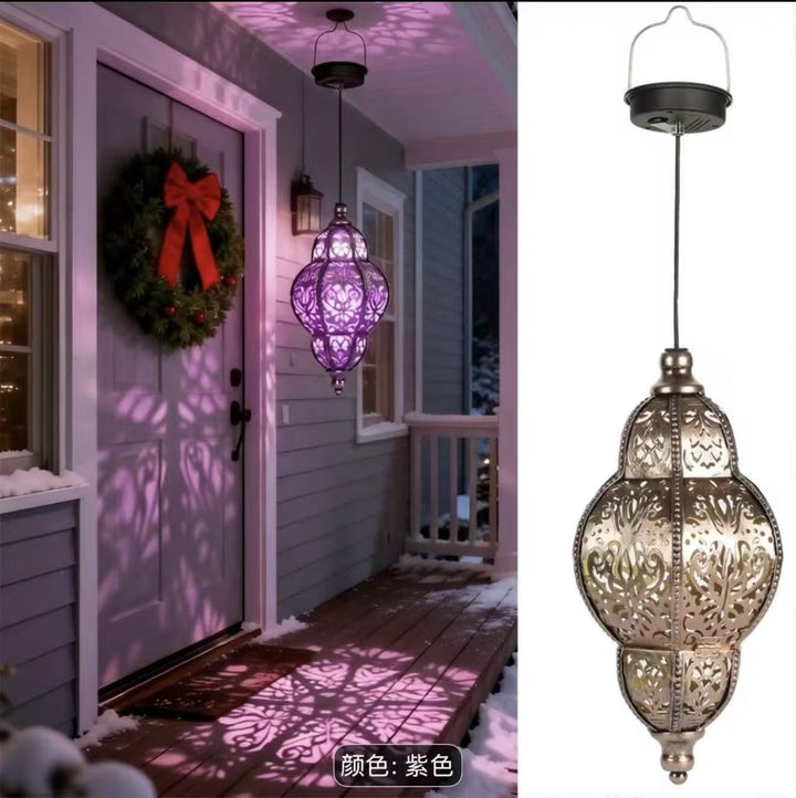Ornate Filigree Hanging Projection Pendant Lamp With Adjustable Cord And LED-Compatible Socket Bowlift
