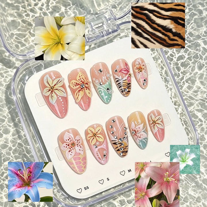Tropical Floral Press-On Nail Set Bowlift