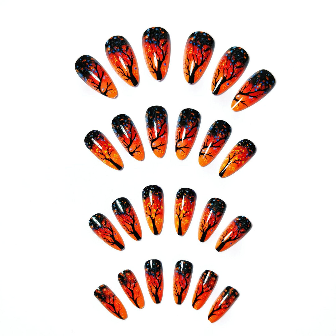 Art nails with creative autumn tree design Bowlift