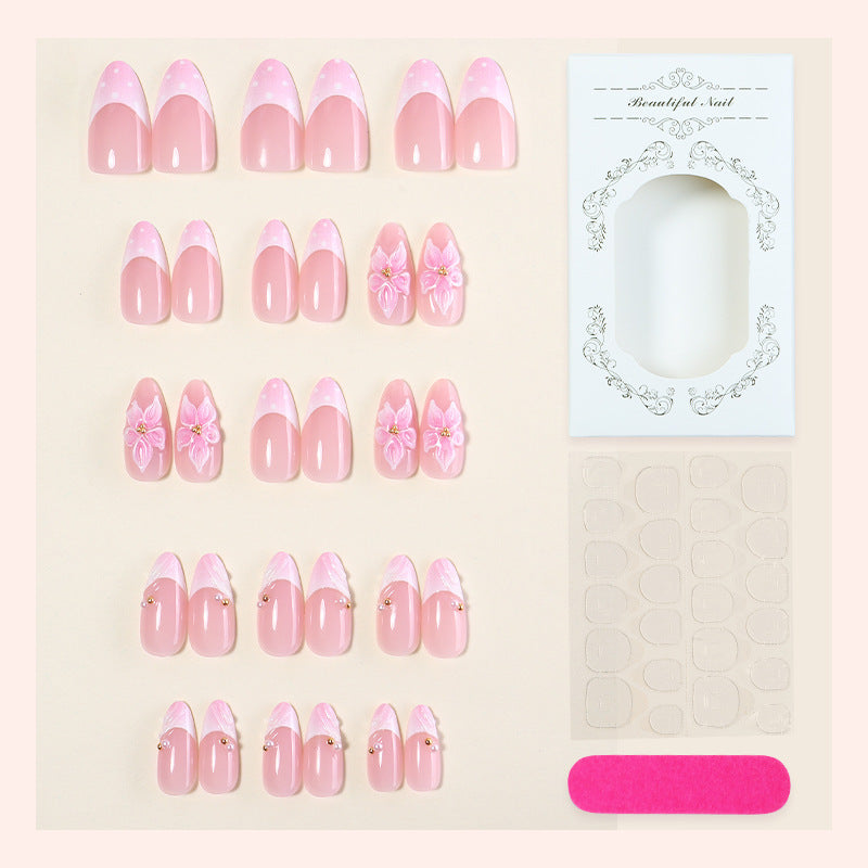 Creative Nail Art Set with Delicate Flower and Glitter Details Bowlift
