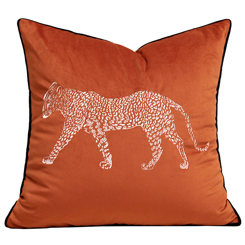 Artistic Leopard Embroidered Decorative Cushion Cover