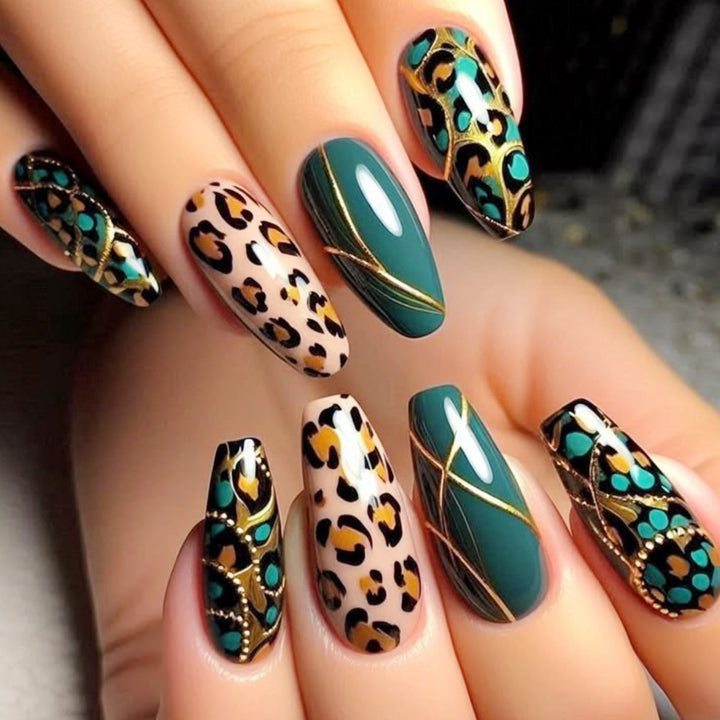 Exotic Animal Print Stiletto Nail Art Extensions Bowlift