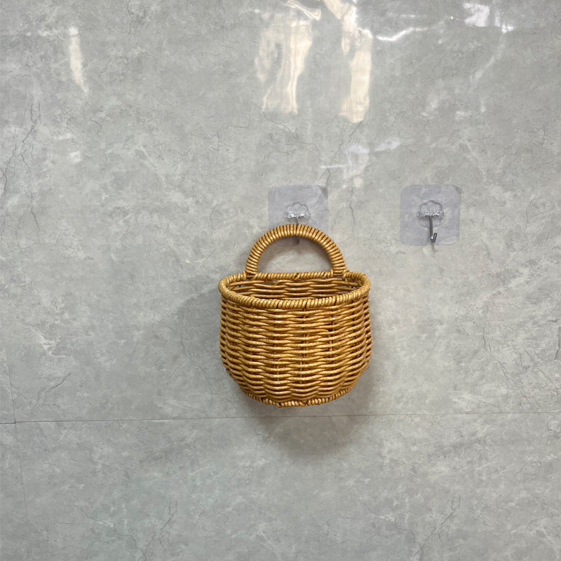 Decorative Wall-Mounted Wicker Storage Basket Bowlift