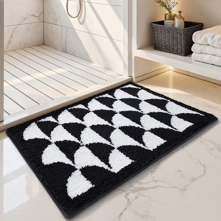 Luxurious Checkered Bath Mat Bowlift