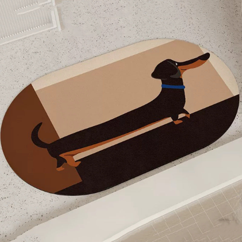 Playful Dachshund-Themed Bath Mat