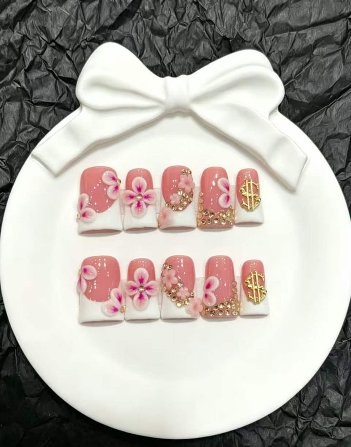 Floral Themed Press-On Nail Art