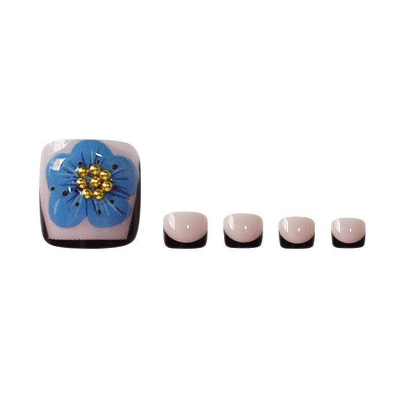 Decorative Floral Press-On Toenails Bowlift