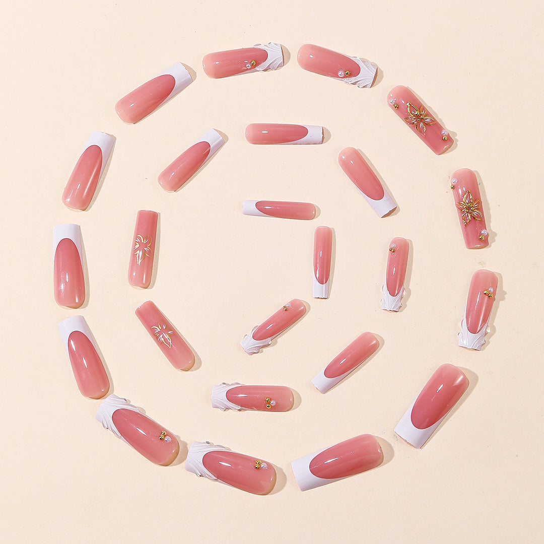 Decorative Floral 3D Acrylic Nail Art Extensions Bowlift