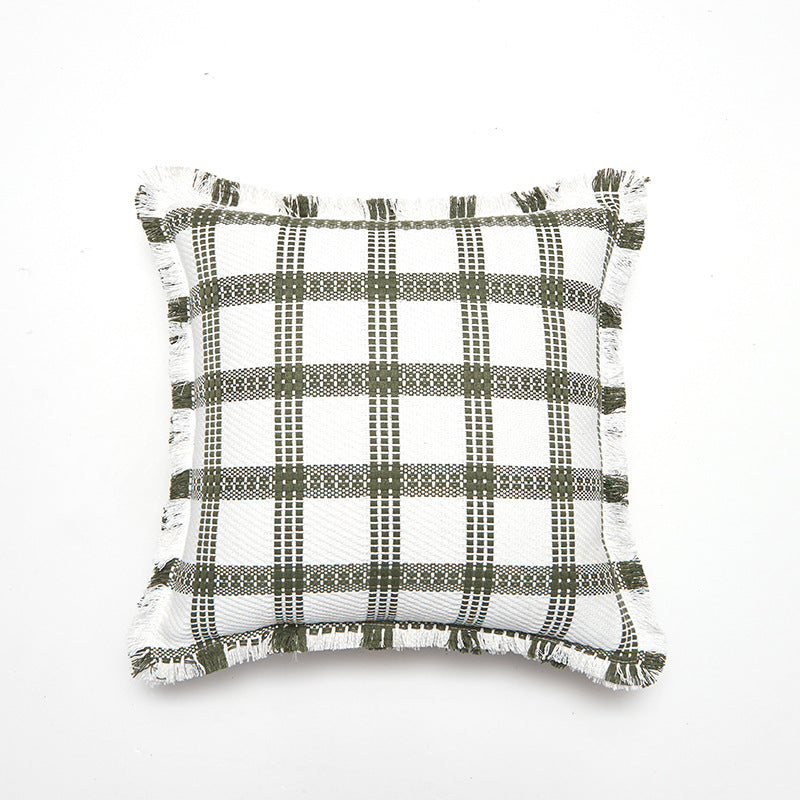 Soft Textured Plaid Decorative Throw Pillow