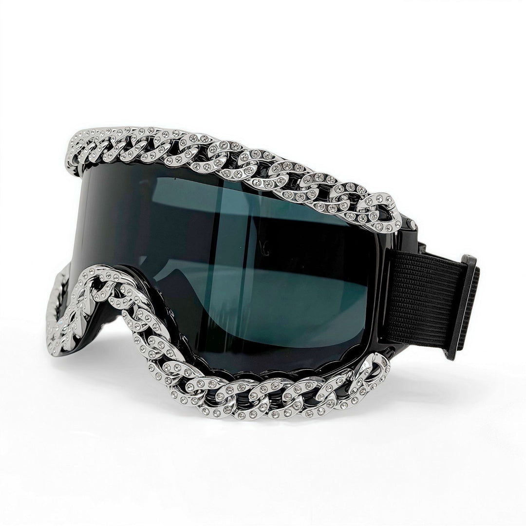 Unisex Ski Goggles with Sparkling Crystal Frame Bowlift