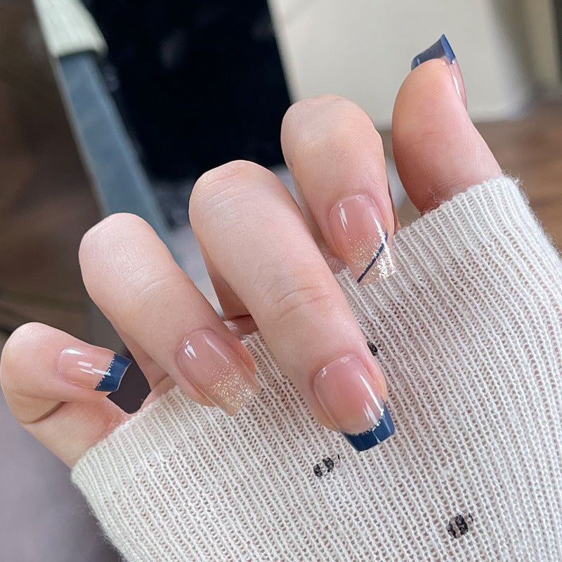Premium Press-On Nail Set with Elegant Glitter and French Tips Bowlift
