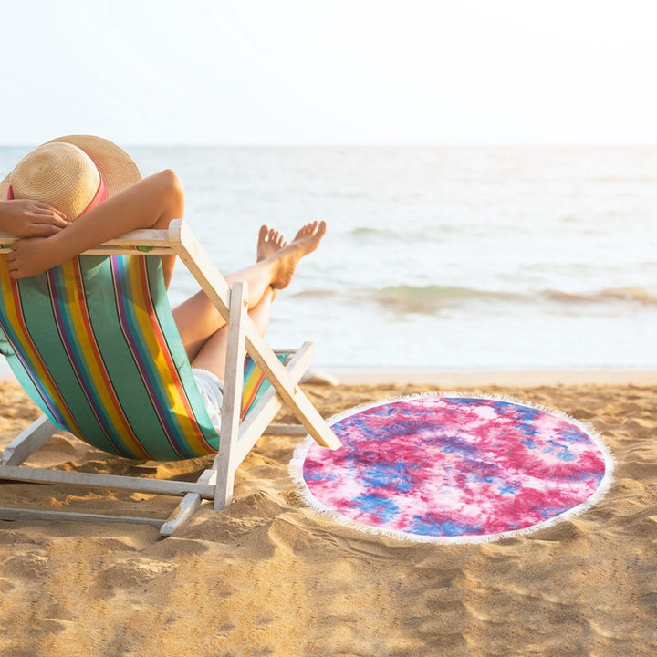 Ladies round beach blanket with fringes Bowlift