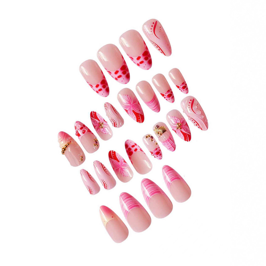 Elegant Floral Acrylic Nail Extensions Bowlift