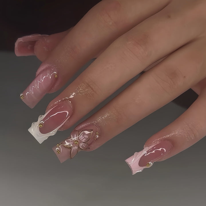 Floral-Inspired Premium Acrylic Nail Enhancements Bowlift