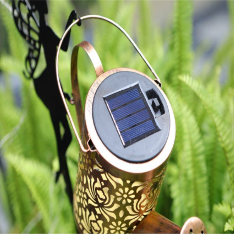 Decorative Fairy Silhouette Garden Stake With LED Watering-Can Cascade Light Bowlift