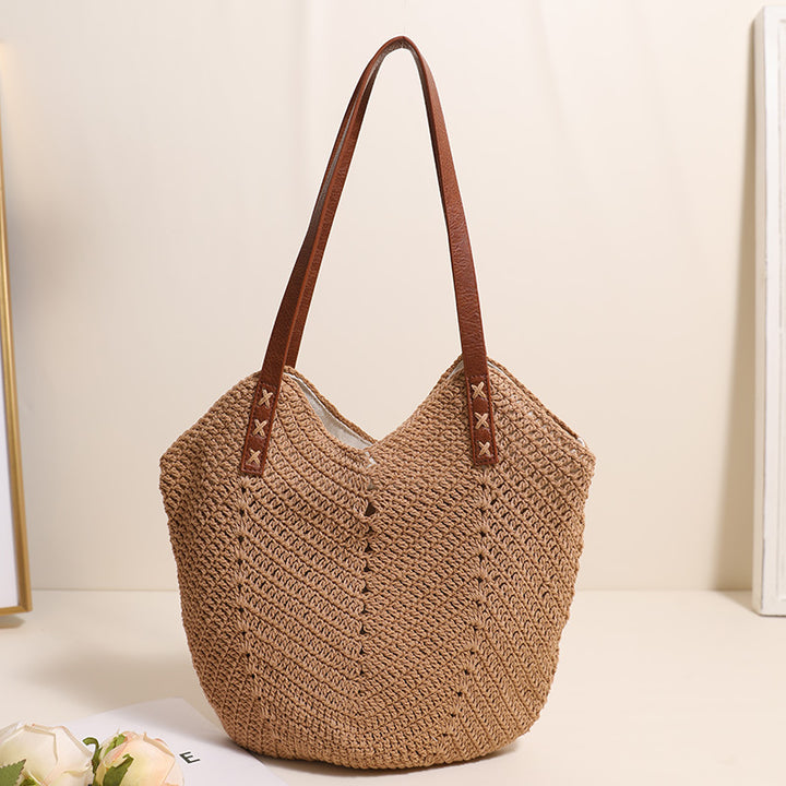 Handcrafted wicker bag with sturdy leather handles Bowlift