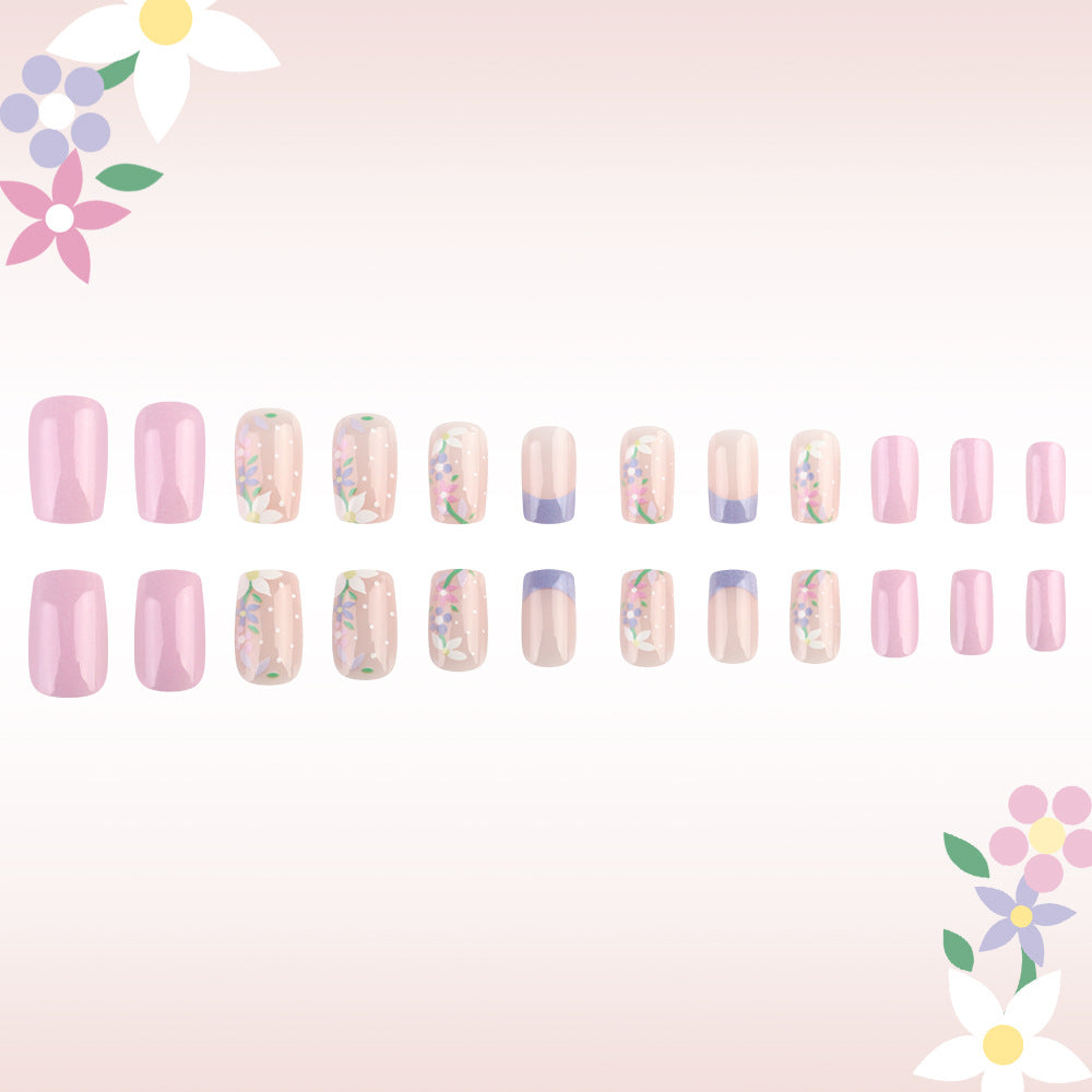 Floral Art Press-On Nail Design Bowlift