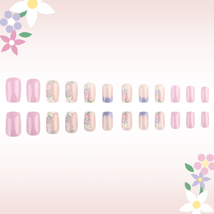 Floral Art Press-On Nail Design Bowlift