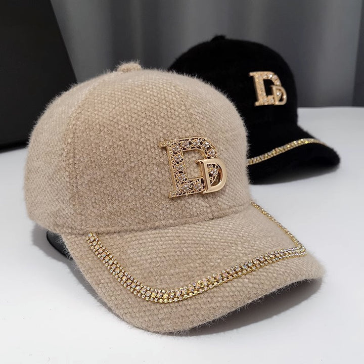 Women's Luxurious Embellished Wool Baseball Cap Bowlift
