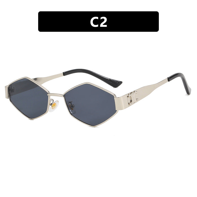 Women's hexagonal designer sunglasses with innovative metal frame Bowlift