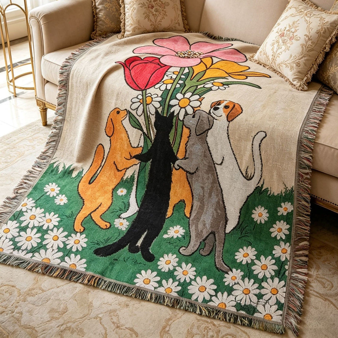 Whimsical Pet-Themed Decorative Throw Blanket