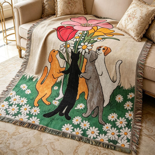 Whimsical Pet-Themed Decorative Throw Blanket