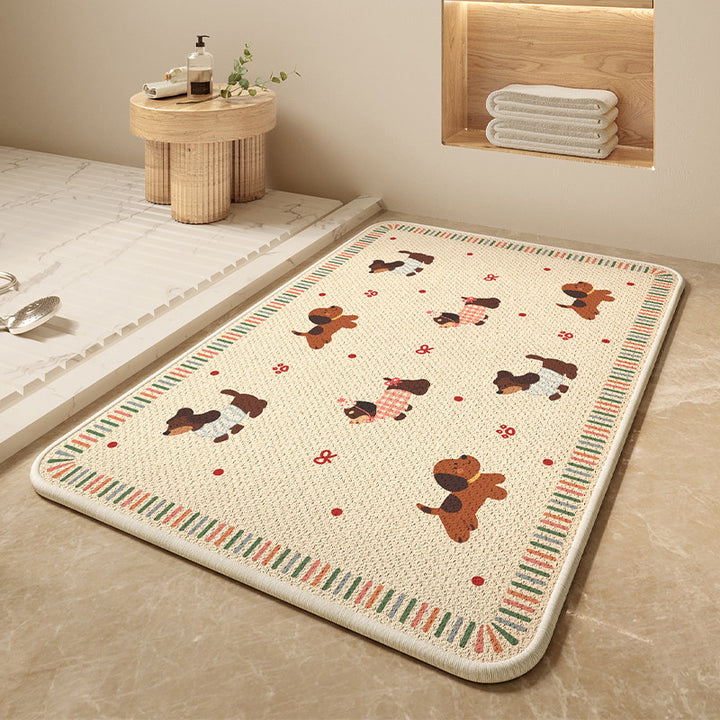 Cartoon Dog-Themed Bath Mat Bowlift