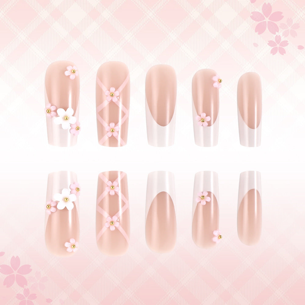 Decorative Floral Press-On Nails Bowlift