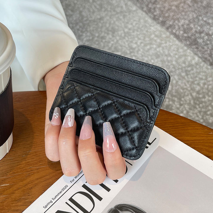 Quilted Leather Slim Card Holder Bowlift
