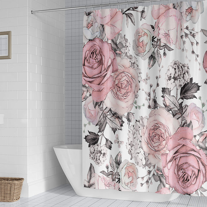Floral Print Shower Curtain Bowlift