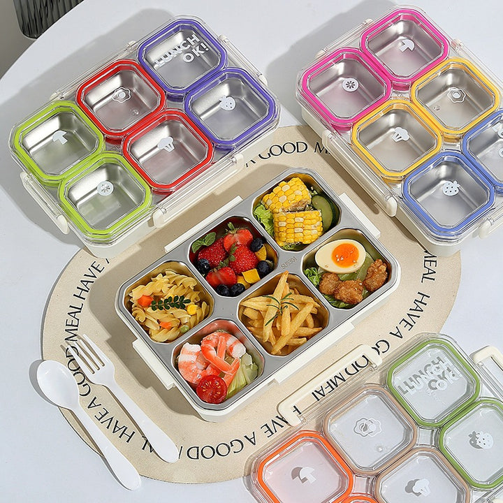 Multi-Section Food Storage Bento Box with Smart Locking Mechanism