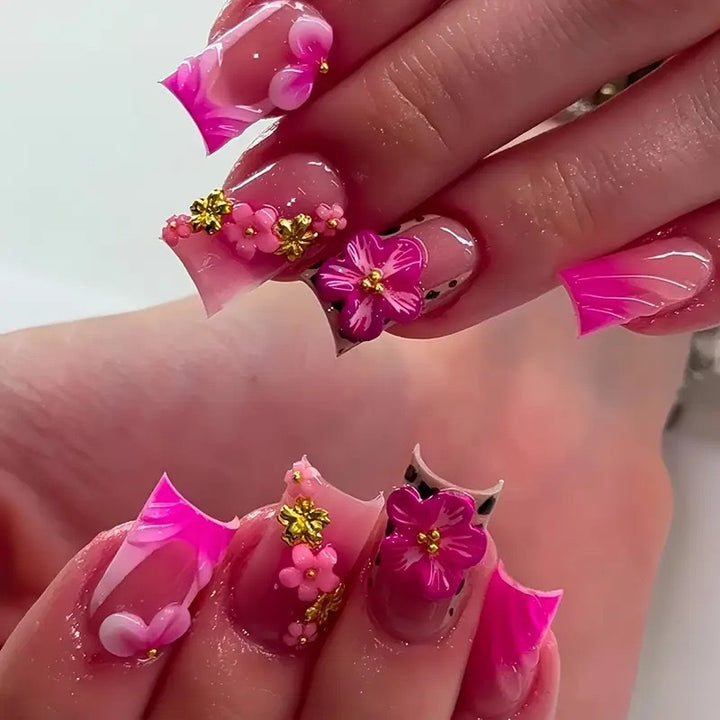 Floral Acrylic Nail Art Enhancements Bowlift
