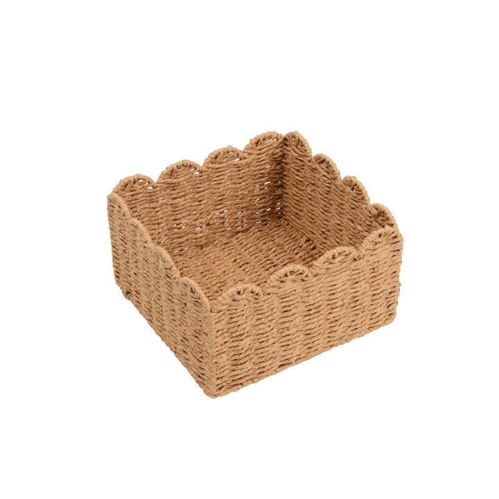 Decorative Scalloped Woven Storage Basket Bowlift