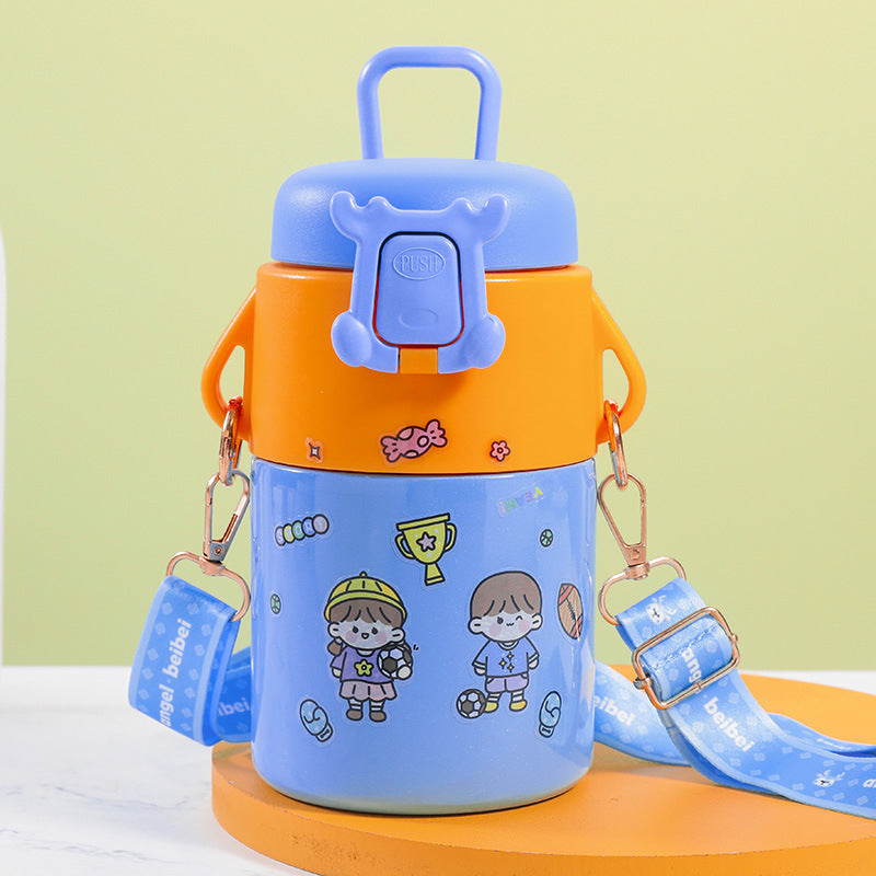 Women's Insulated Bottle with Cute Design and Practical Carry Strap Bowlift