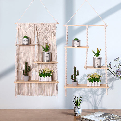 Floating Wooden Plant Shelf